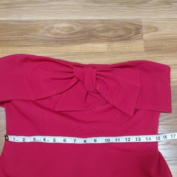 Sam Edelman Red Bow Front Sheath Strapless Dress Size 10 - Picture 4 of 13